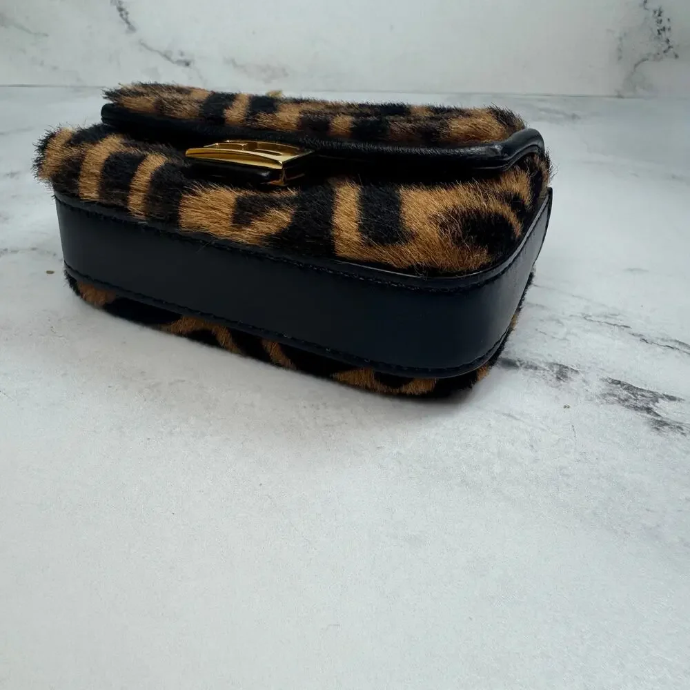 Fendi Zucca Shearling Baguette Charm Nano FF 2022 Crossbody Mini Bag Gold Chain - Picture 8 of 14